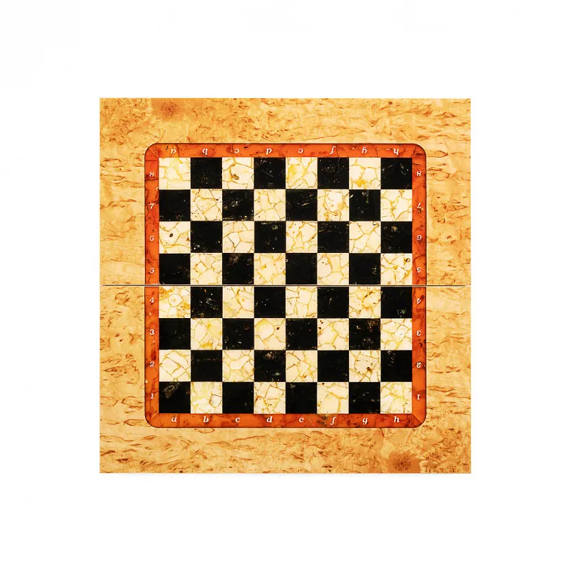 Шахматы из янтаря и карельской березы "Мини"