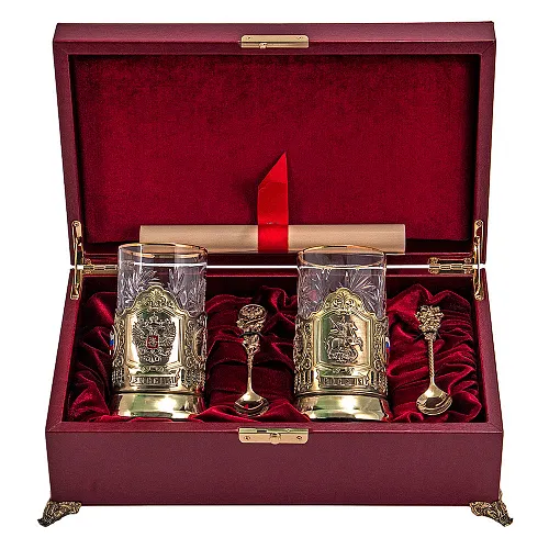 Набор для чая из двух подстаканников "Россия, Георгий Победоносец"