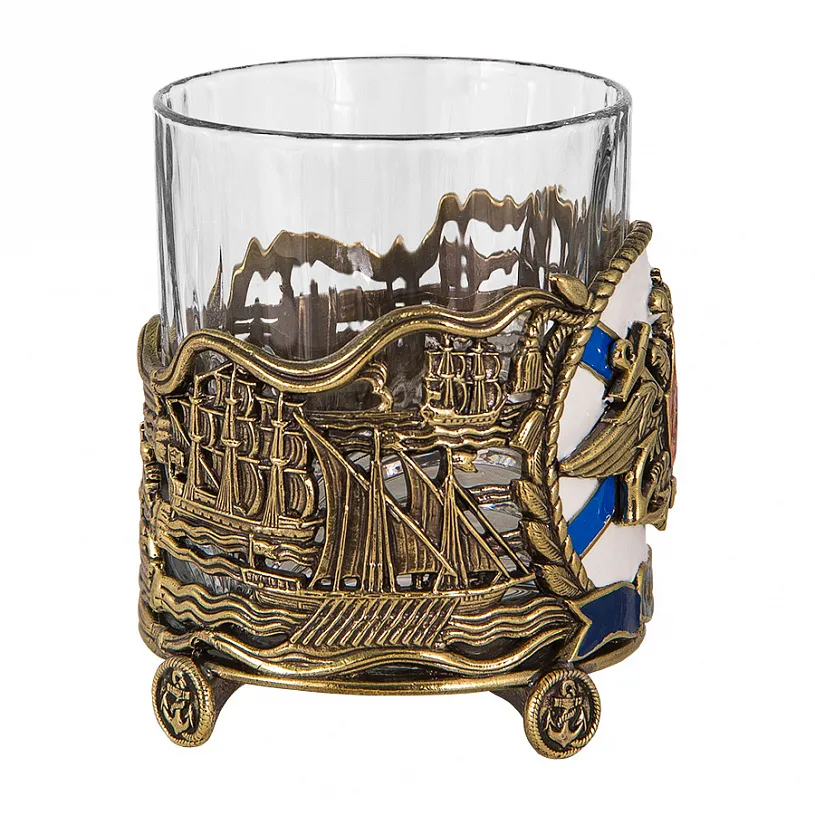 Бокал для виски "ВМФ" с камнями в деревянном футляре