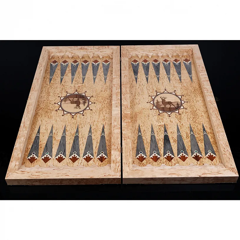 Нарды из карельской березы Олень"