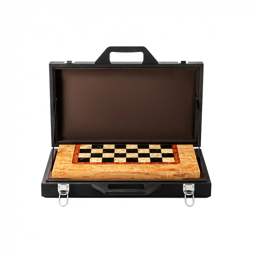 Шахматы из янтаря и карельской березы "Мини"