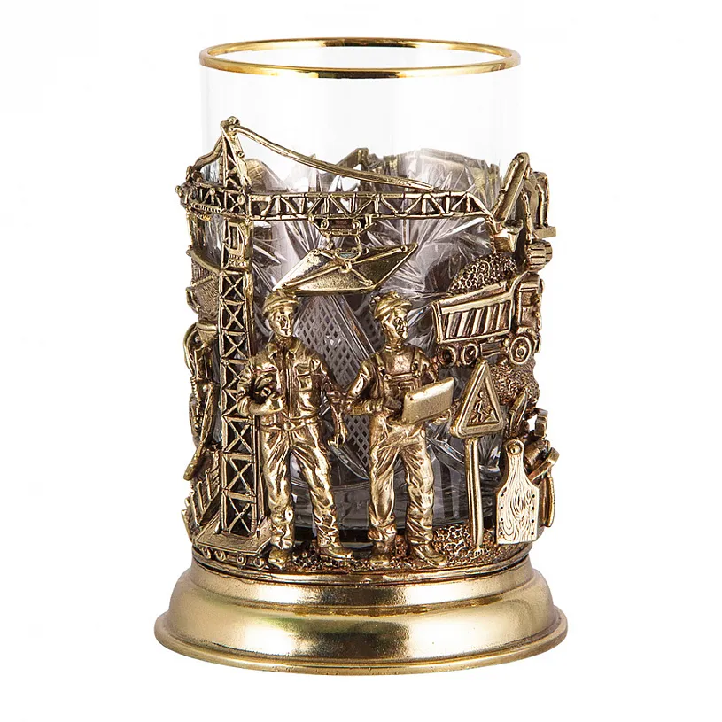 Подстаканник с ложкой "Строители"