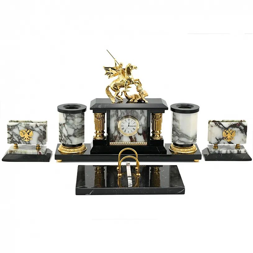 Письменный набор из мрамора "Георгий победоносец" 