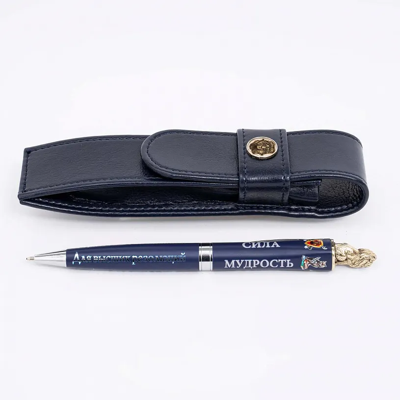 Блокнот с ручкой в футляре "Лев"