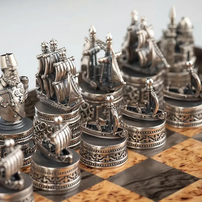 Дорожные шахматы из серебра «Синопское сражение»