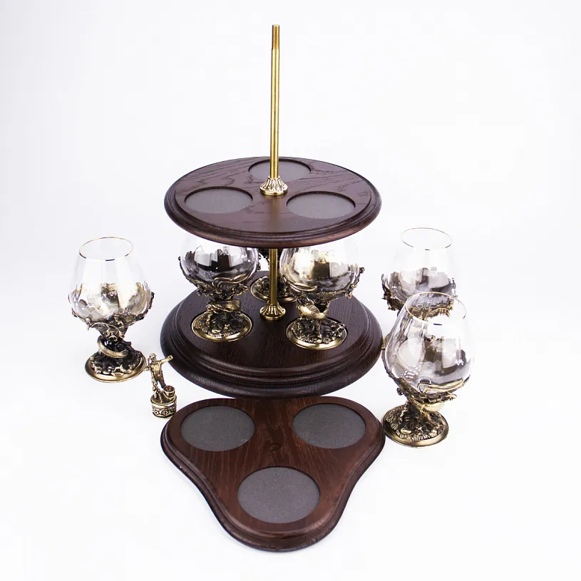 Набор из 6-ти бокалов для коньяка на подставке "Охота" 