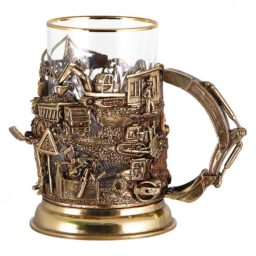 Подстаканник с ложкой "Строители"