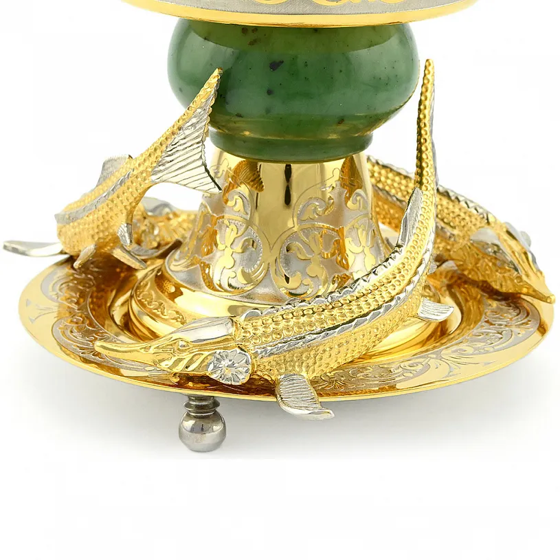 Икорница украшенная "Осетры" Златоуст