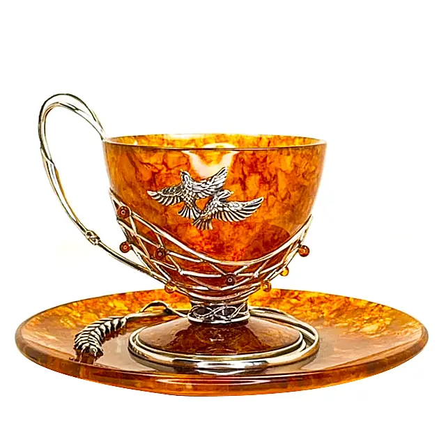 Чайный набор из янтаря "Колосок"