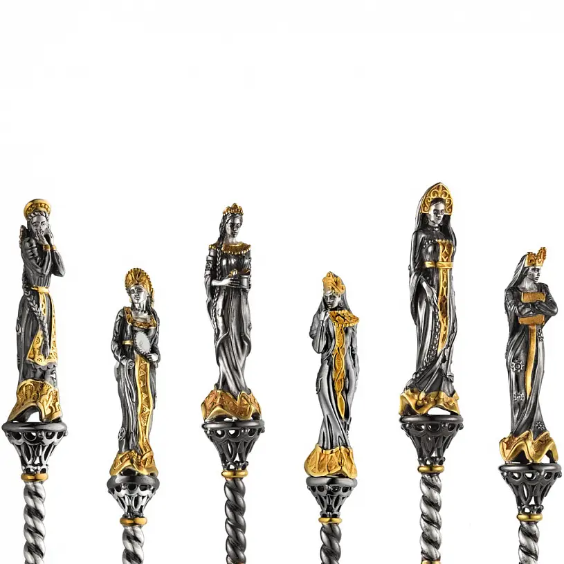 Набор серебряных вилок для канапе «Русские красавицы»