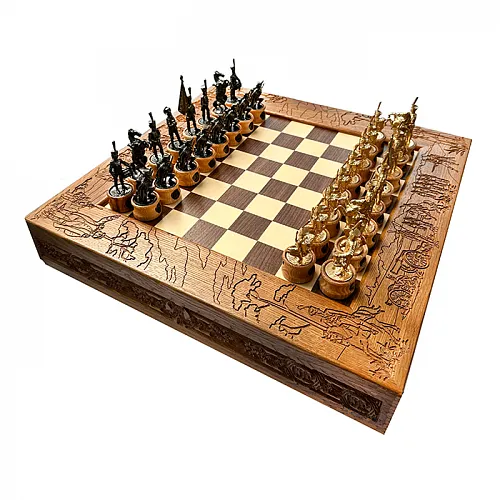 Шахматы из мореного дуба "Бородинское сражение"