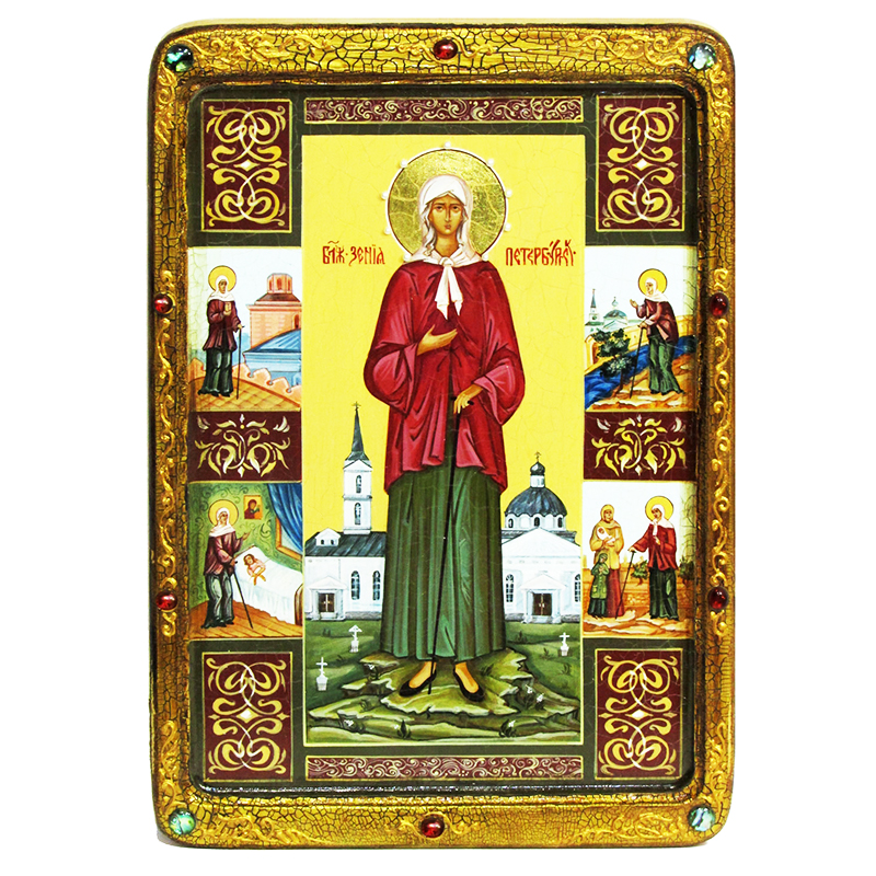 Живописная икона "Святая Блаженная Ксения Петербургская"