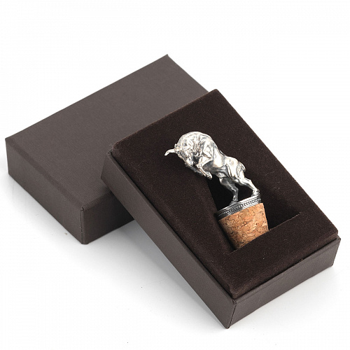 Серебряная пробка для бутылки "Бык"