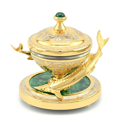 Икорница на малахите "Два осетра" Златоуст