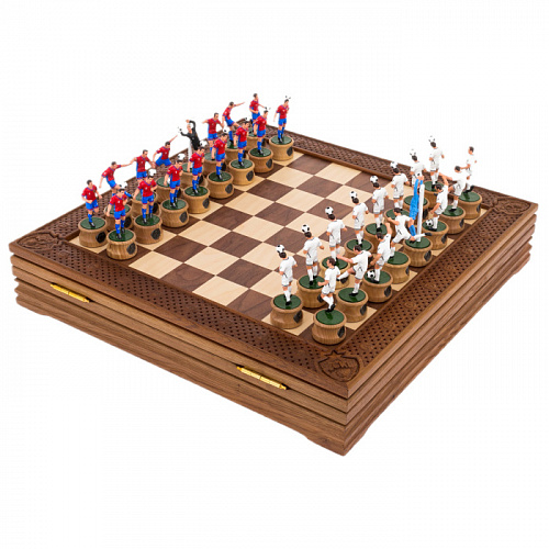 Подарочные шахматы из дуба "Футбол, ЦСКА"