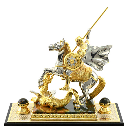 Настольный письменный набор из яшмы "Георгий победоносец" Златоуст