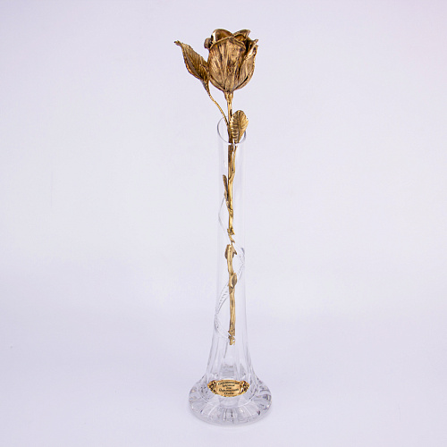 Цветок "Неувядаемая роза" в хрустальной вазе
