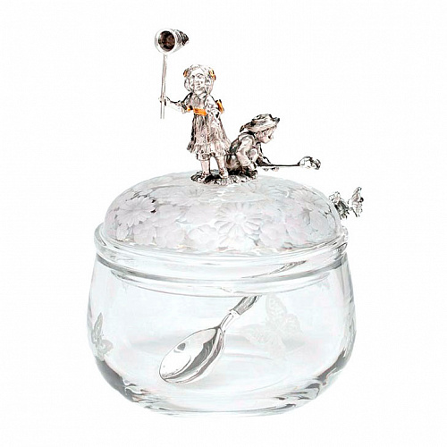 Серебряная сахарница "Охота на бабочек"