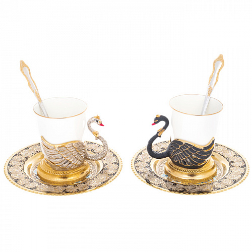Кофейный набор "Лебеди" на 2 персоны, Златоуст