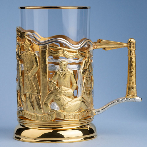 Подстаканник в футляре "Оборона Севастополя" (серебрение, золочение)