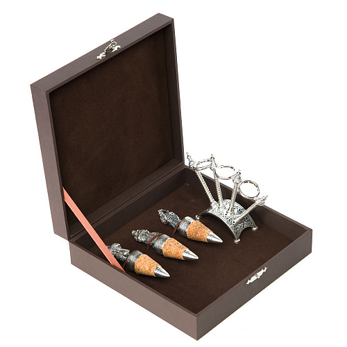 Набор серебряных пробок для вина «Три Богатыря»