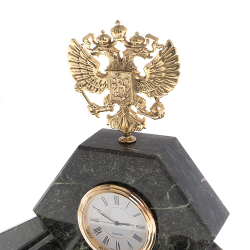 Письменный набор "Герб РФ" камень змеевик