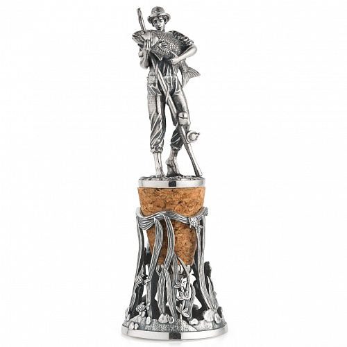 Серебряная подставка под пробку "Рыбак"