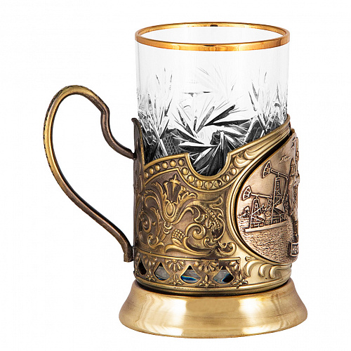 Подстаканник с ложкой "Нефть"