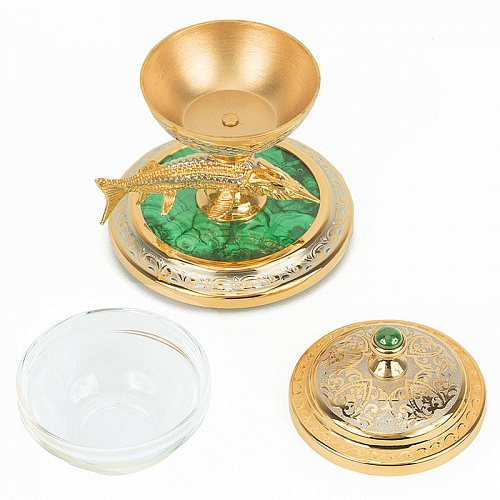 Икорница на малахите "Стерлядь" Златоуст