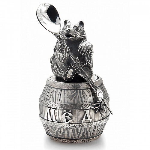 Серебряный бочонок для меда "Медведь"