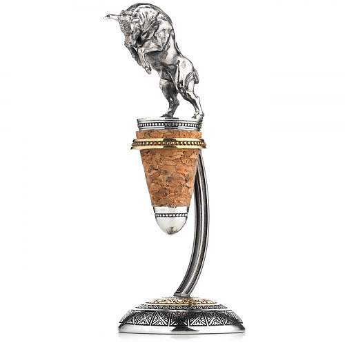 Серебряная пробка для бутылки "Бык"