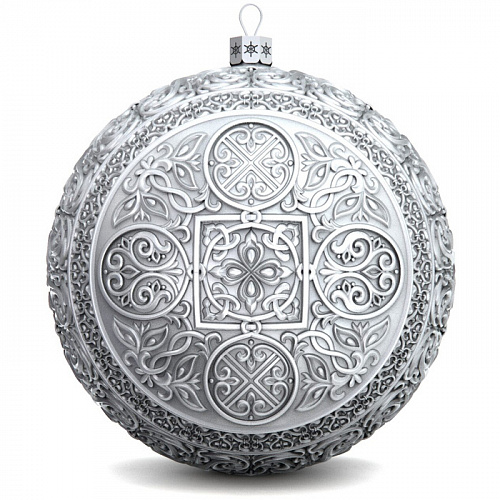 Серебряный елочный шар "Ангелок"