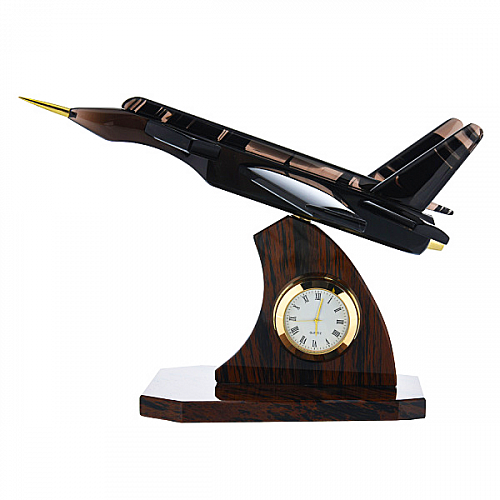 Часы из обсидиана "Самолет истребитель"