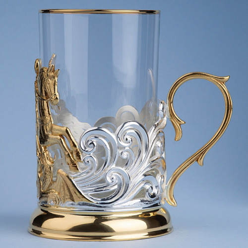 Подстаканник в футляре "Георгий Победоносец" (серебрение, золочение)