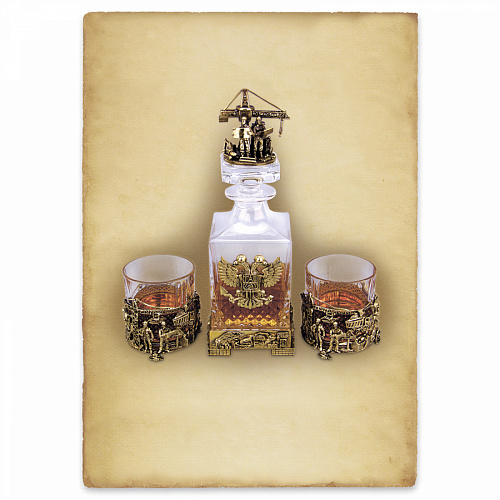 Набор для алкоголя из 2-ух бокалов и штофа "Строители"