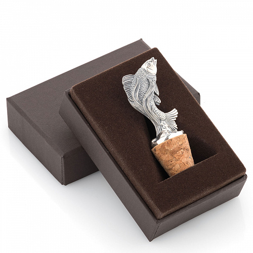 Серебряная пробка для бутылки "Рыбка"