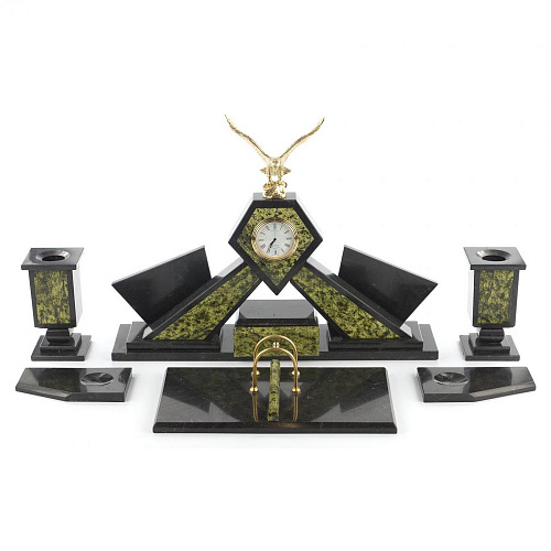 Настольный набор "Орел" камень змеевик