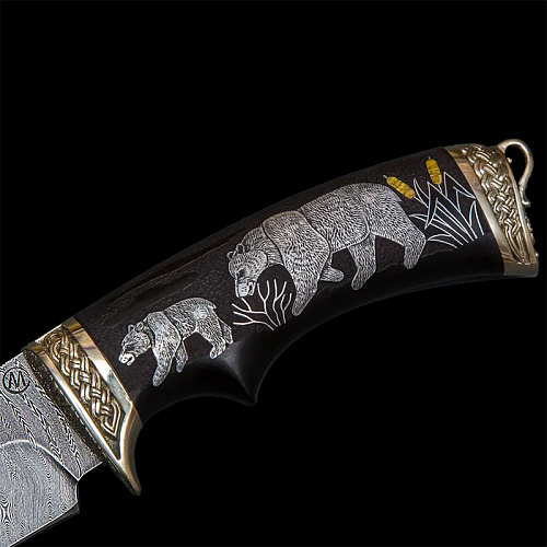 Нож из дамасской стали "Медведи"