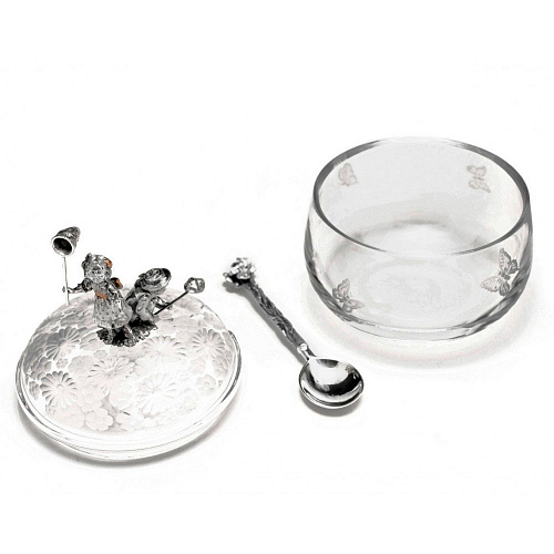 Серебряная сахарница "Охота на бабочек"