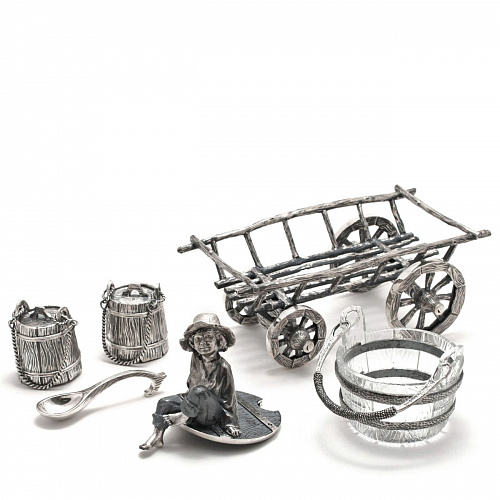 Серебряный набор для специй "Телега"