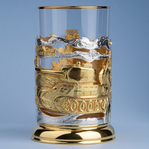 Подстаканник в футляре "Танкист" (серебрение, золочение)
