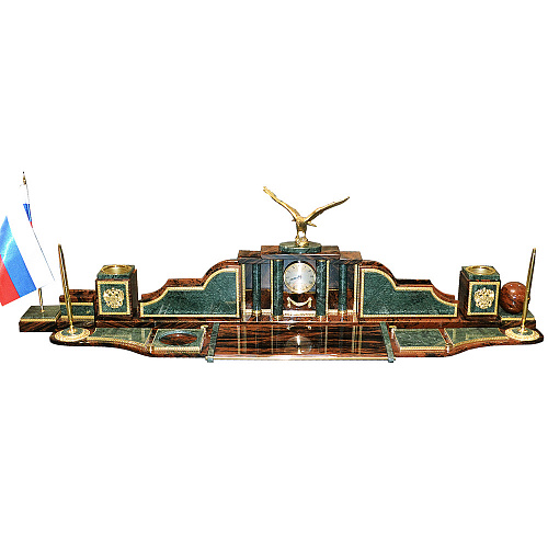 Настольный набор из обсидиана и мрамора "Орел"