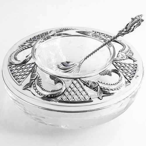 Серебряная икорница "Стерлядь"