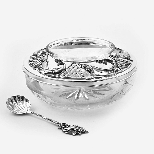 Серебряная икорница "Стерлядь"