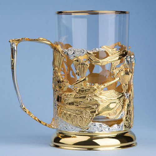 Подстаканник в футляре "Десант" (серебрение, золочение)