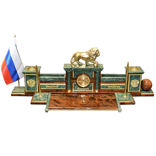 Письменный набор руководителя  из мрамора "Лев"