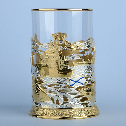 Подстаканник в футляре "ВМФ РФ" (серебрение, золочение)