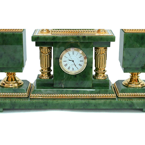 Настольный письменный набор из нефрита "Двуглавый орел" Златоуст