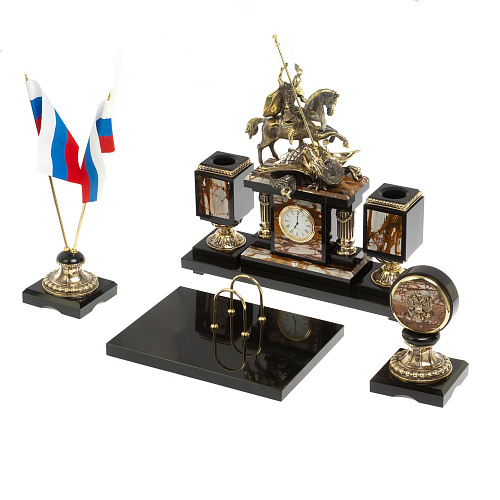 Настольный набор из яшмы "Георгий Победоносец"