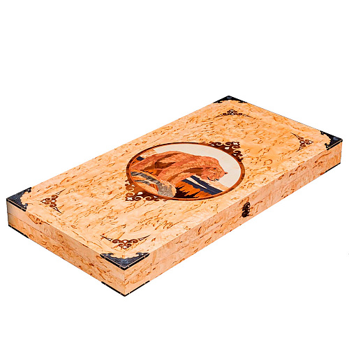 Нарды подарочные из карельской березы "Медведь"